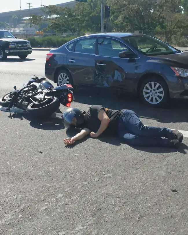 Motorcycle accident scene